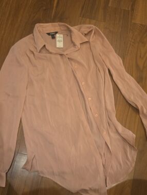 Express Dusty Rose Button-Front Blouse